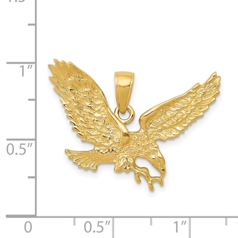 14k Yellow Gold Solid Polished Eagle Pendant - image 4